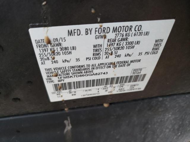 Photo 14 from auction – 2016 FORD EXPLORER X with VIN 1FM5K7D86GGA82743
