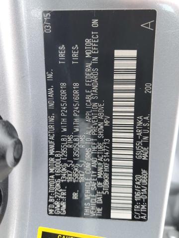 Zdjęcie 14 z aukcji – 2015 TOYOTA HIGHLANDER z VIN 5TDBKRFHXFS147713