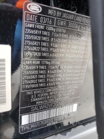 Photo 14 from auction – 2016 LAND ROVER RANGE ROVE with VIN SALWR2VF2GA651121