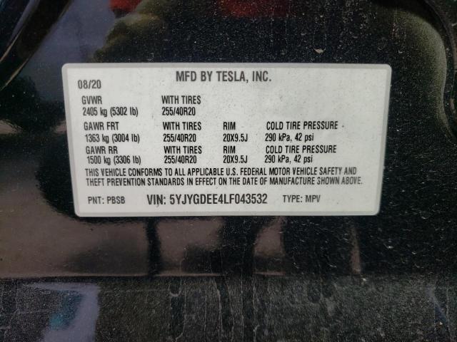Photo 14 from auction – 2020 TESLA MODEL Y with VIN 5YJYGDEE4LF043532