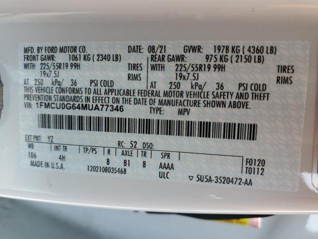 Photo 14 from auction – 2021 FORD ESCAPE SE with VIN 1FMCU0G64MUA77346