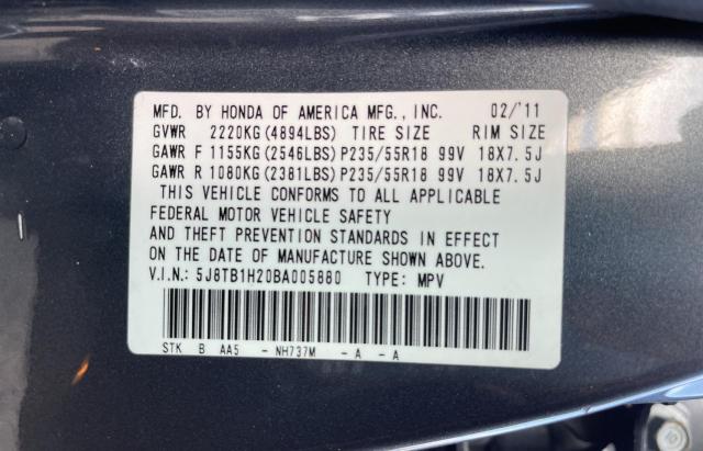 Photo 10 from auction – 2011 ACURA RDX with VIN 5J8TB1H20BA005880