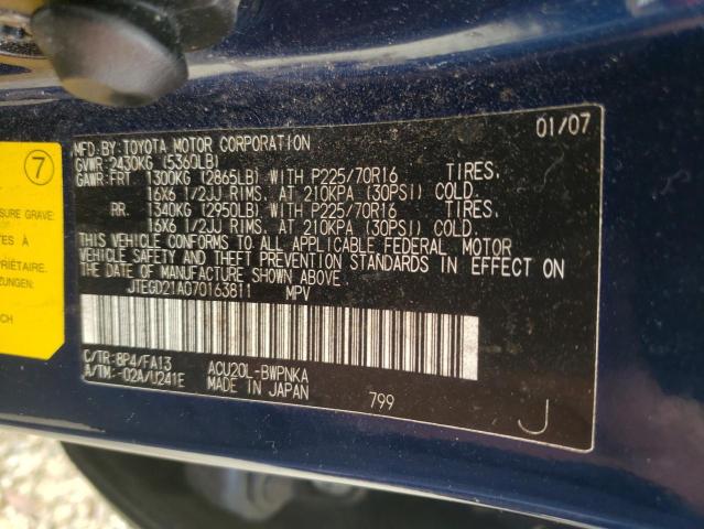 Photo 14 from auction – 2007 TOYOTA HIGHLANDER with VIN JTEGD21A070163811