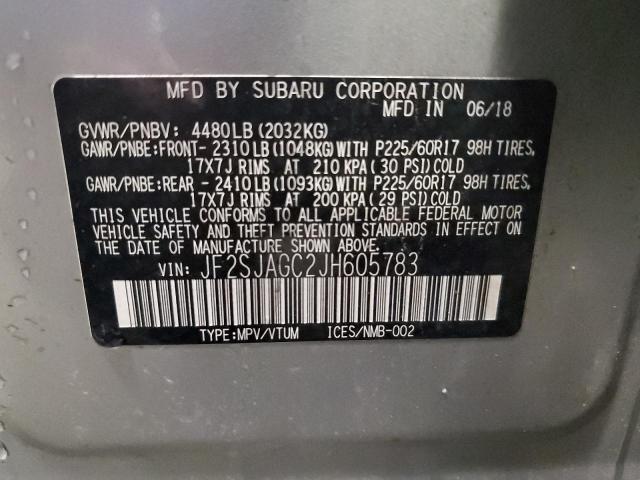 Photo 14 from auction – 2018 SUBARU FORESTER 2 with VIN JF2SJAGC2JH605783