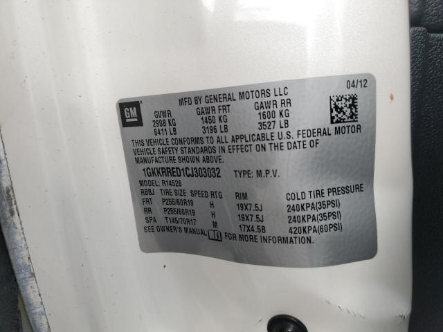Photo 14 from auction – 2012 GMC ACADIA SLT with VIN 1GKKRRED1CJ303032