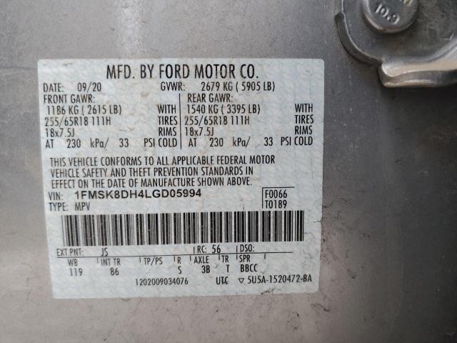 Photo 14 from auction – 2020 FORD EXPLORER X with VIN 1FMSK8DH4LGD05994