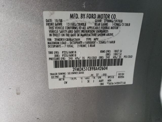 Photo 14 from auction – 2009 FORD FLEX SE with VIN 2FMDK51C89BA42604