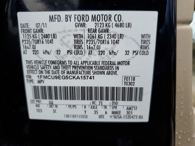 Photo 14 from auction – 2012 FORD ESCAPE LIM with VIN 1FMCU9EG5CKA15741