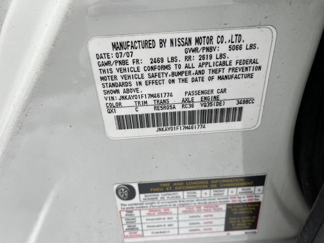 Photo 10 from auction – 2007 INFINITI M35 BASE with VIN JNKAY01F17M461774