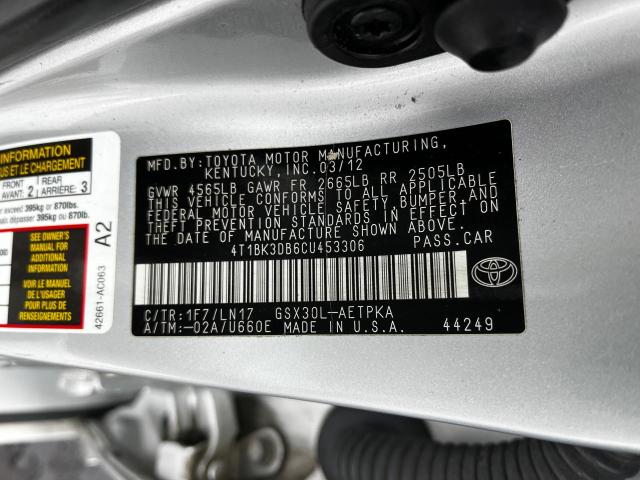 Photo 10 from auction – 2012 TOYOTA AVALON BAS with VIN 4T1BK3DB6CU453306