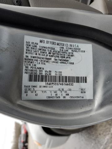 Photo 10 from auction – 2004 FORD TAURUS SES with VIN 1FAFP55S74G166032