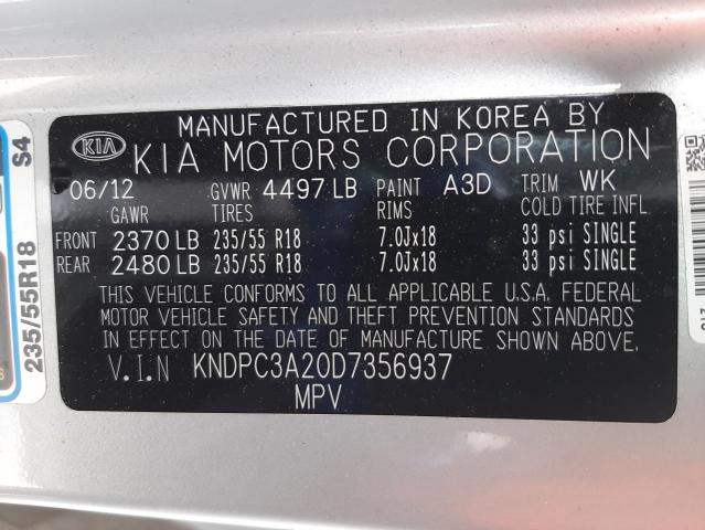 Photo 14 from auction – 2013 KIA SPORTAGE E with VIN KNDPC3A20D7356937