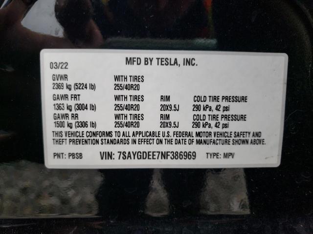 Photo 14 from auction – 2022 TESLA MODEL Y with VIN 7SAYGDEE7NF386969