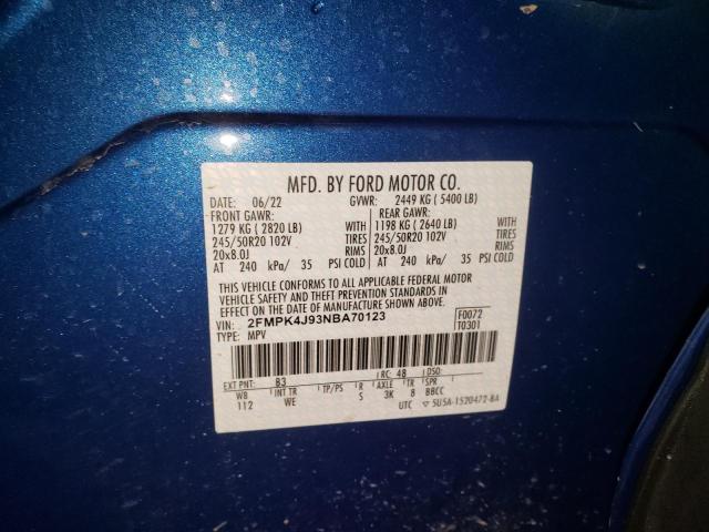 Photo 14 from auction – 2022 FORD EDGE SEL with VIN 2FMPK4J93NBA70123