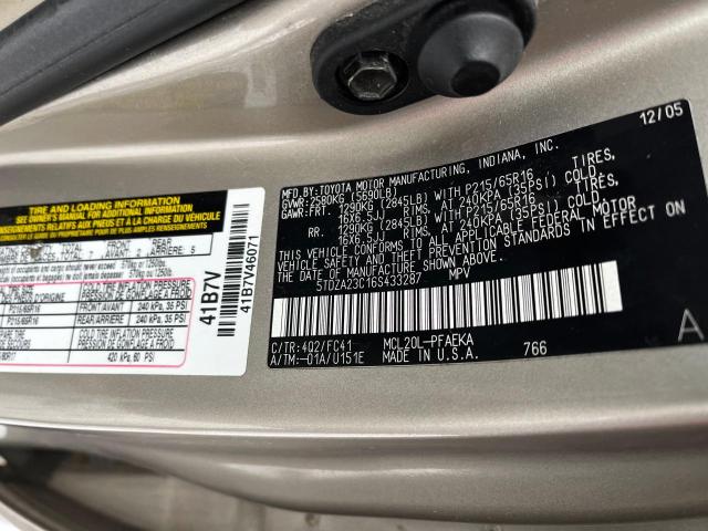 Photo 10 from auction – 2006 TOYOTA SIENNA CE with VIN 5TDZA23C16S433287