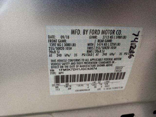 Photo 14 from auction – 2018 FORD EXPLORER X with VIN 1FM5K7DH1JGC92674