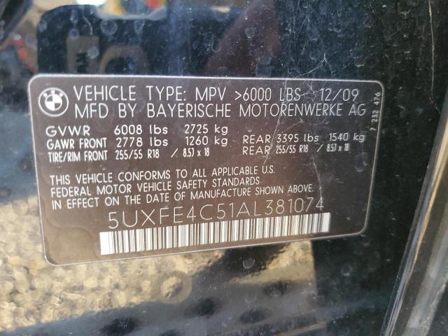 Photo 14 from auction – 2010 BMW X5 XDRIVE3 with VIN 5UXFE4C51AL381074
