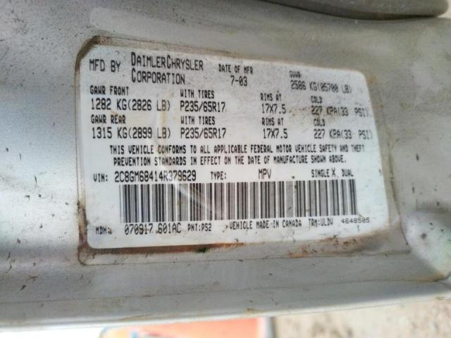 Photo 14 from auction – 2004 CHRYSLER PACIFICA with VIN 2C8GM68414R379629