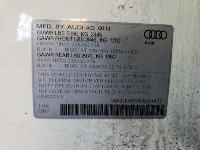 Photo 14 from auction – 2015 AUDI Q5 PREMIUM with VIN WA1LFAFP5FA014477