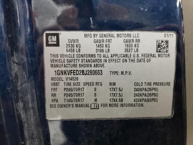 Photo 14 from auction – 2011 CHEVROLET TRAVERSE L with VIN 1GNKVFED2BJ280663