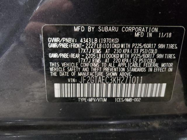 Photo 14 from auction – 2019 SUBARU CROSSTREK with VIN JF2GTAEC3KH271011