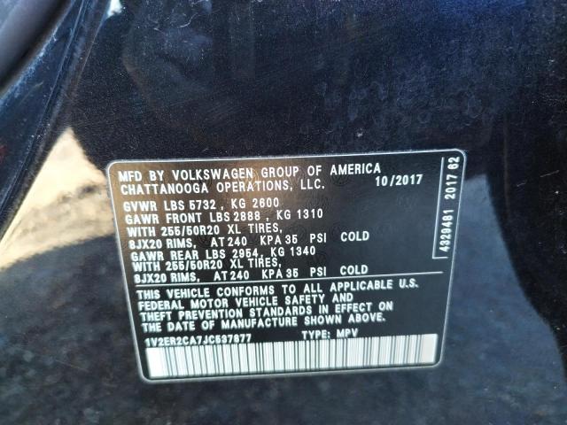 Photo 14 from auction – 2018 VOLKSWAGEN ATLAS SEL with VIN 1V2ER2CA7JC537877