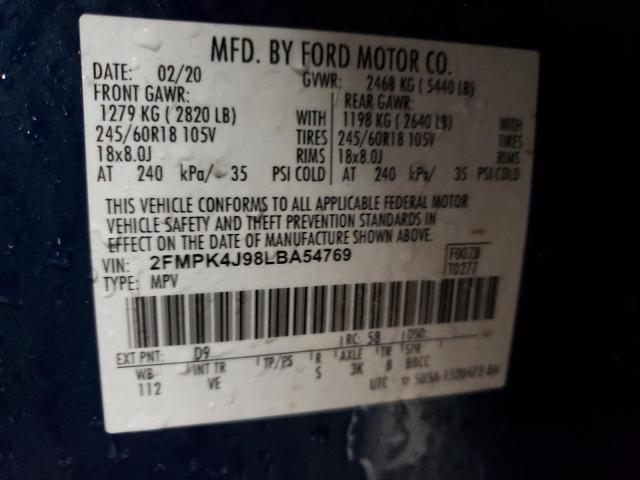Photo 14 from auction – 2020 FORD EDGE SEL with VIN 2FMPK4J98LBA54769