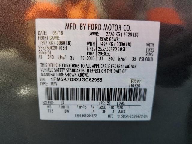 Photo 14 from auction – 2018 FORD EXPLORER X with VIN 1FM5K7D82JGC62955