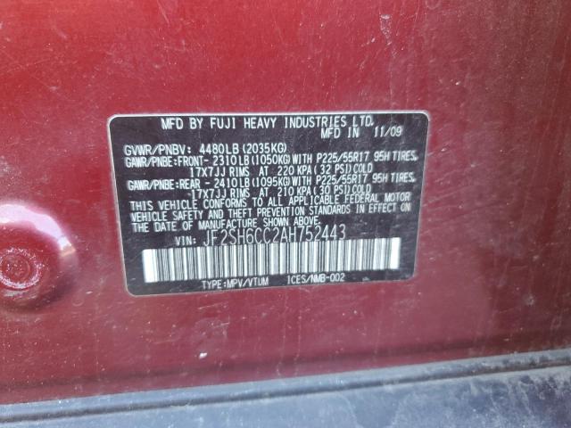 Photo 14 from auction – 2010 SUBARU FORESTER 2 with VIN JF2SH6CC2AH752443