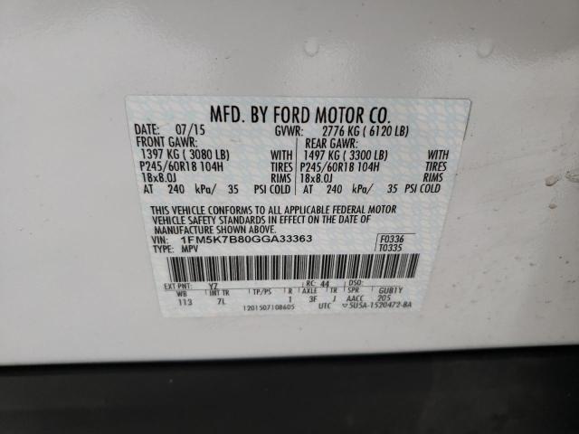 Photo 14 from auction – 2016 FORD EXPLORER with VIN 1FM5K7B80GGA33363