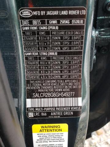 Photo 14 from auction – 2016 LAND ROVER DISCOVERY with VIN SALCR2BG6GH549277