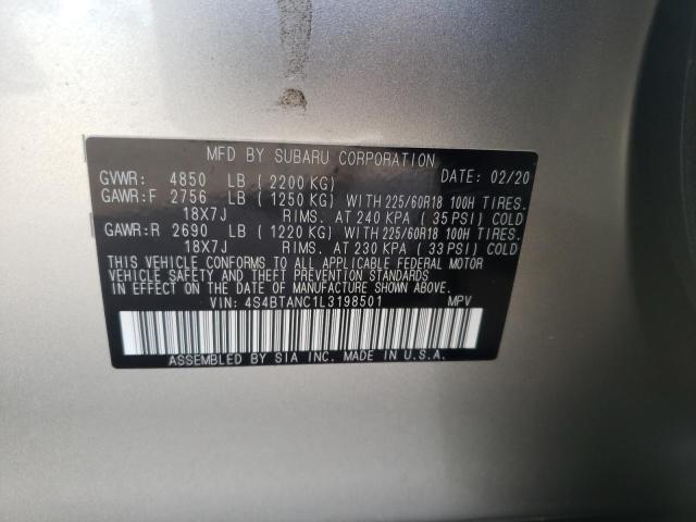 Photo 14 from auction – 2020 SUBARU OUTBACK LI with VIN 4S4BTANC1L3198501