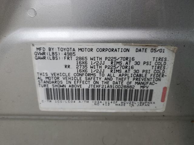 Photo 14 from auction – 2001 TOYOTA HIGHLANDER with VIN JTEHF21A910028882