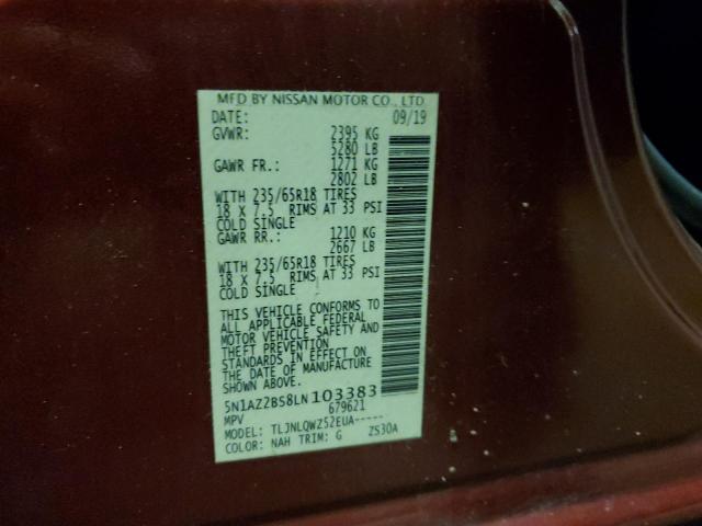 Photo 14 from auction – 2020 NISSAN MURANO SV with VIN 5N1AZ2BS8LN103383