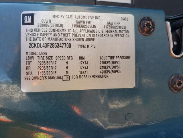 Photo 14 from auction – 2008 PONTIAC TORRENT with VIN 2CKDL43F286347700