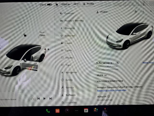 Photo 9 from auction – 2021 TESLA MODEL 3 with VIN 5YJ3E1EB0MF071608
