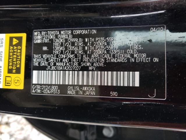 Photo 14 from auction – 2010 LEXUS RX 450 with VIN JTJBC1BA1A2027027
