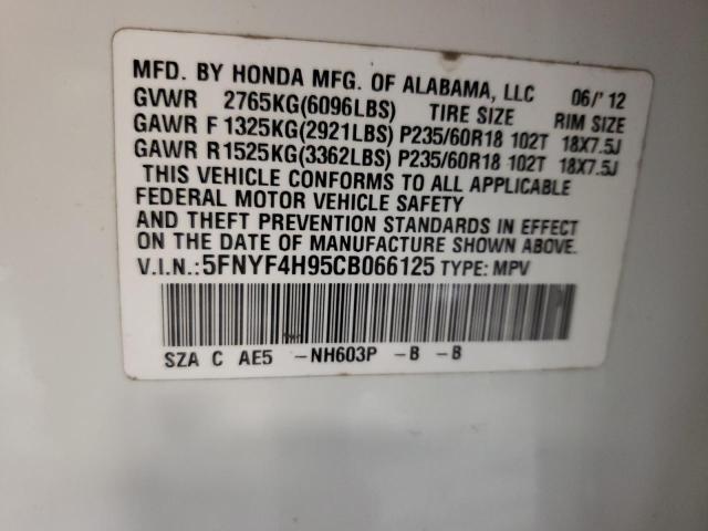 Photo 14 from auction – 2012 HONDA PILOT TOUR with VIN 5FNYF4H95CB066125
