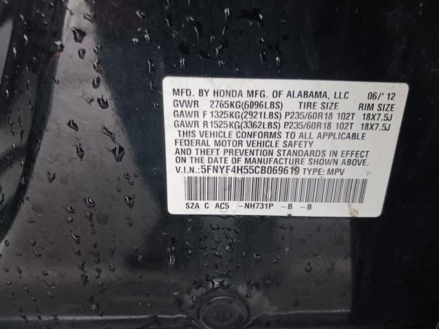 Photo 10 from auction – 2012 HONDA PILOT EXL with VIN 5FNYF4H55CB069619