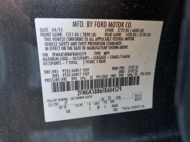 Photo 14 from auction – 2015 FORD FLEX SE with VIN 2FMGK5B86FBA04579