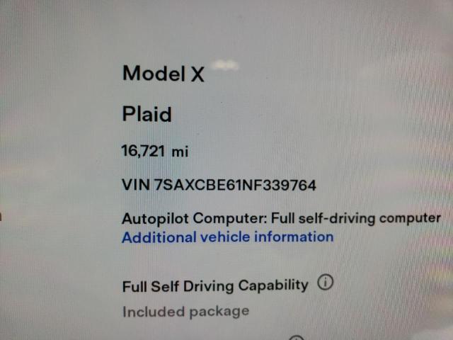 Photo 9 from auction – 2022 TESLA MODEL X with VIN 7SAXCBE61NF339764
