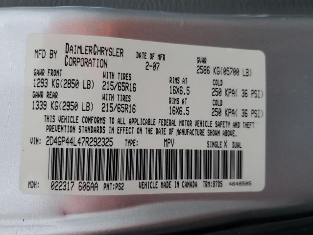 Photo 14 from auction – 2007 DODGE GRAND CARA with VIN 2D4GP44L47R292325