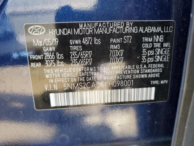 Photo 14 from auction – 2019 HYUNDAI SANTA FE S with VIN 5NMS2CAD5KH098001