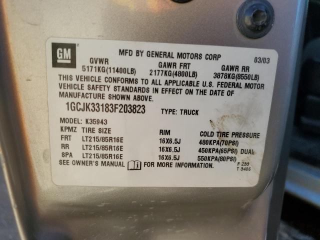 Photo 10 from auction – 2003 CHEVROLET SILVERADO with VIN 1GCJK33183F203823
