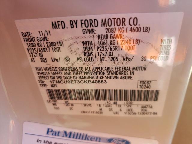 Photo 14 from auction – 2012 FORD ESCAPE LIM with VIN 1FMCU9E73CKB40883