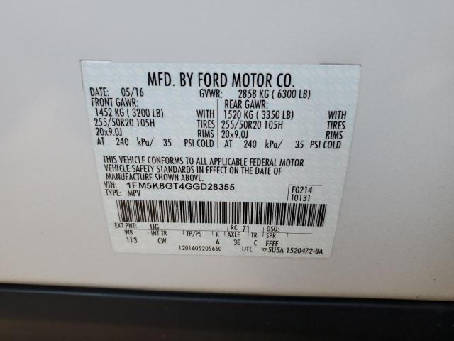 Фото 14 с аукциона – 2016 FORD EXPLORER S с VIN 1FM5K8GT4GGD28355