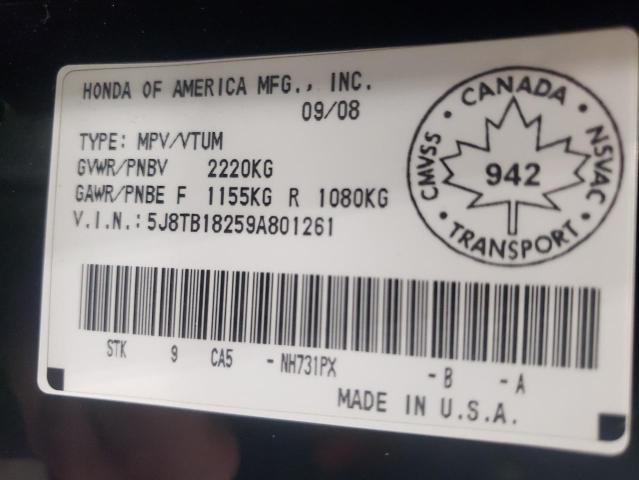 Photo 14 from auction – 2009 ACURA RDX with VIN 5J8TB18259A801261