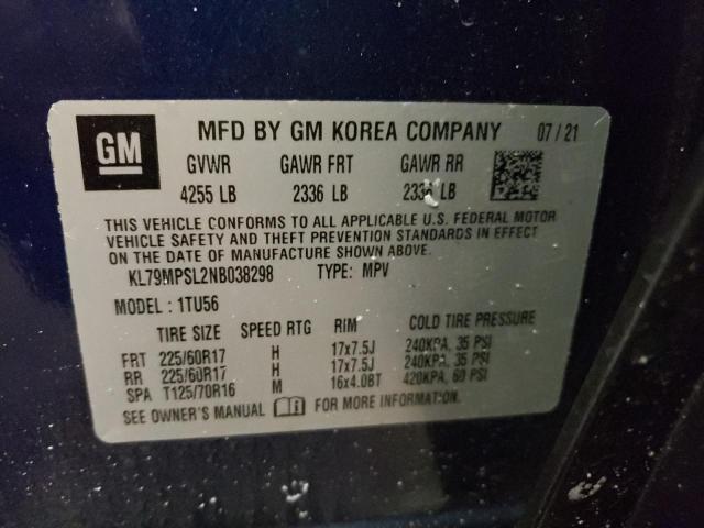 Photo 14 from auction – 2022 CHEVROLET TRAILBLAZE with VIN KL79MPSL2NB038298