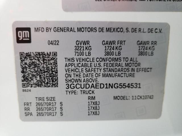 Photo 10 from auction – 2022 CHEVROLET SILVERADO with VIN 3GCUDAED1NG554531