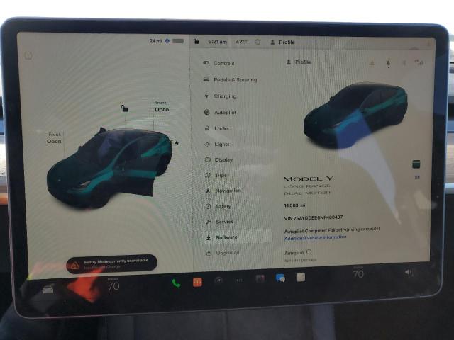 Photo 9 from auction – 2022 TESLA MODEL Y with VIN 7SAYGDEE6NF480437
